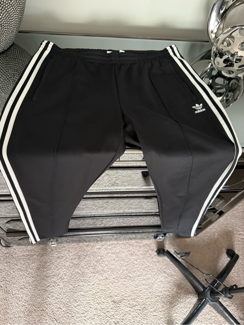adidas Originals Black Track Pants with White Three Stripes